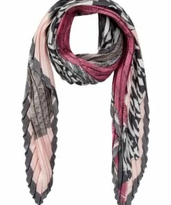 Gregory Ladner Pleated Zebra Pink Neckerchief Scarf