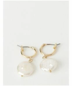 Basque Flat Pearl Gold Drop Earrings -RAY-BAN Online Store 793549450 1 1 720x928