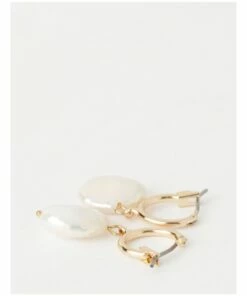 Basque Flat Pearl Gold Drop Earrings -RAY-BAN Online Store 793549450 3 1 720x928