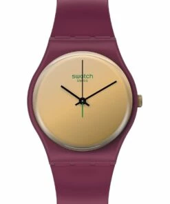 Swatch Goldenshijian Burgundy Bio-Sourced Plastic Quartz Watch
