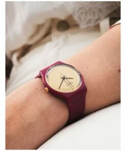 Swatch Goldenshijian Burgundy Bio-Sourced Plastic Quartz Watch -RAY-BAN Online Store 794917540 3 720x928