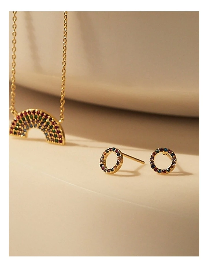 Estella Bartlett Multi CZ Gold Circle Earrings 2 Estella Bartlett Multi CZ Gold Circle Earrings - Image 2