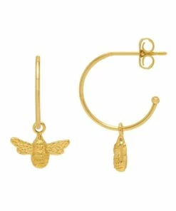 Estella Bartlett Bee Gold Drop Hoop Earrings