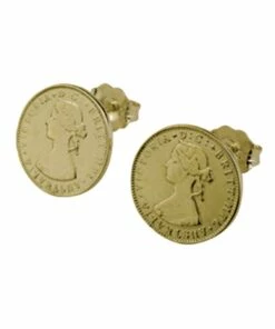 Mocha Mini Coin Studs w/ Australian Token - Gold