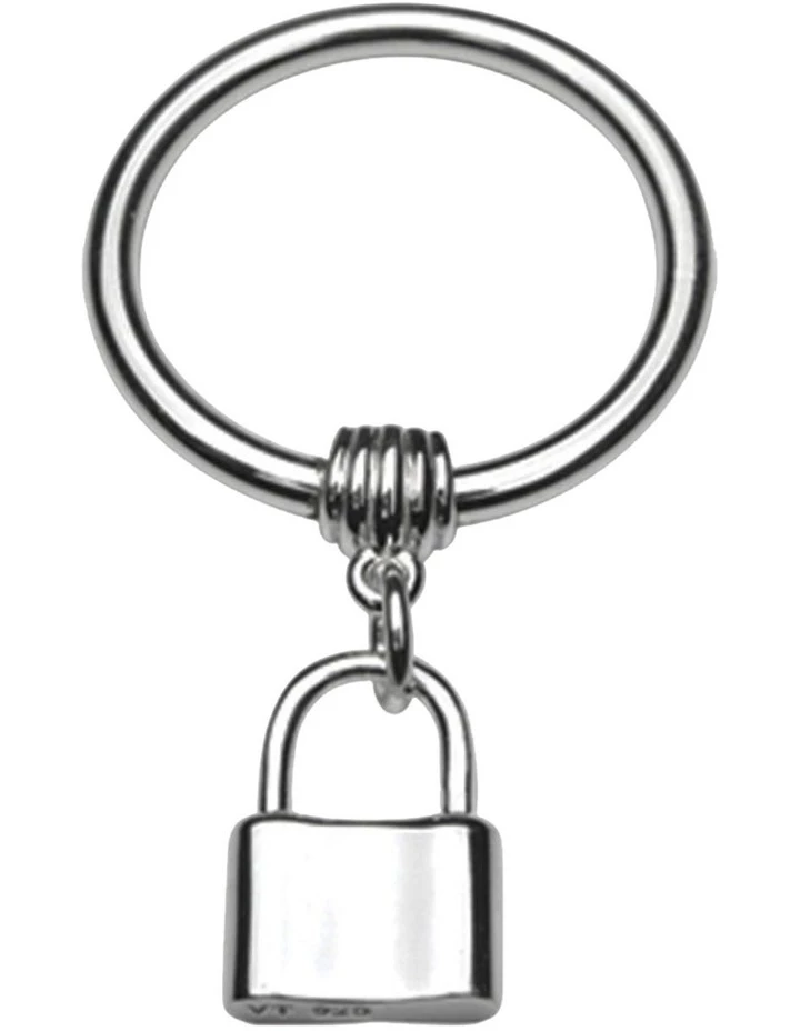 Mocha Art Deco Hook Mini Padlock Silver Ring 1 Mocha Art Deco Hook Mini Padlock Silver Ring