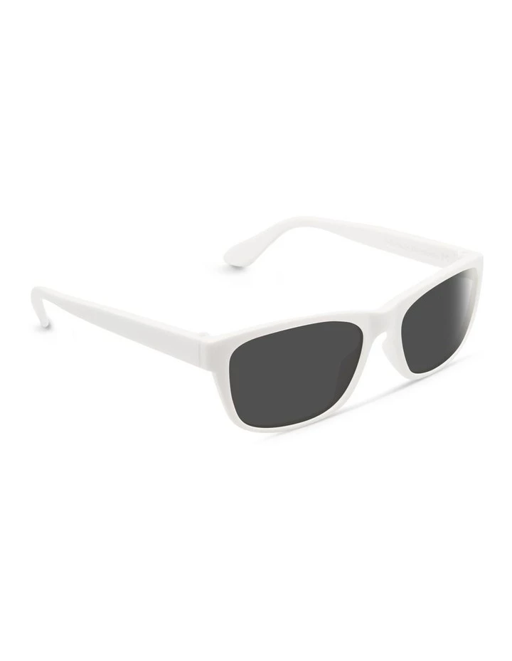 Dresden Vision White UV Protected with Grey Tint Rectangle Sunglasses 2 Dresden Vision White UV Protected with Grey Tint Rectangle Sunglasses - Image 2