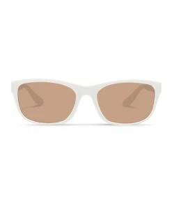 Dresden Vision White UV Protected Polarised with Brown Tint Rectangle Sunglasses