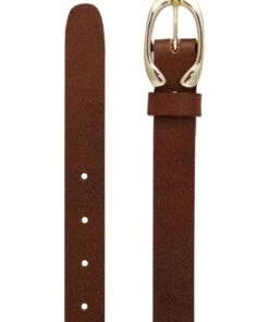 Andrew Williams Light Gold Buckle Brown Leather Belt