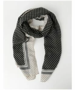 Basque Spot Bordered Navy Scarf