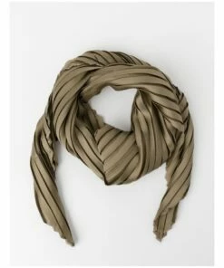 Basque Silky Pleated Olive Neckerchief Scarf