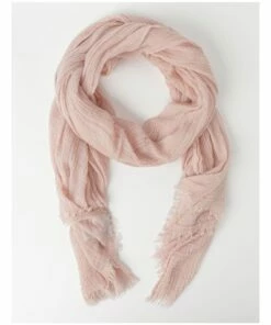 Piper Peach Frayed Edge Crinkle Scarf