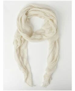 Piper Ivory Frayed Edge Crinkle Scarf