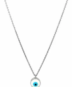 Mocha Lucky Day Enamel Evil Eye Silver Necklace