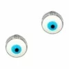 Mocha Lucky Day Enamel Evil Eye Silver Stud Earrings