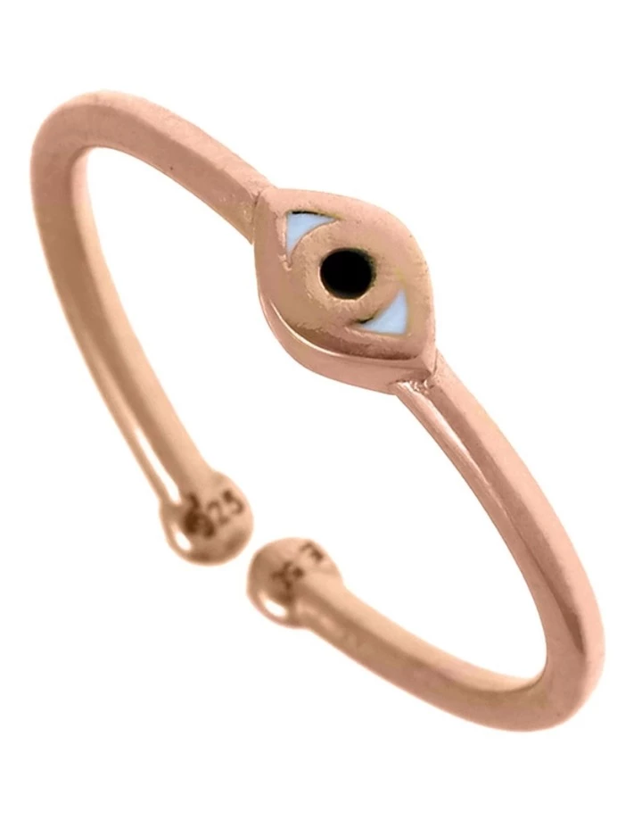 Mocha Tiny Shiny Adjustable Enamel Evil Eye Rose Gold Ring 1 Mocha Tiny Shiny Adjustable Enamel Evil Eye Rose Gold Ring