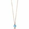Mocha Tiny Shiny Evil Eye & Cross Rose Gold Necklace
