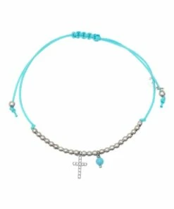 Mocha Gregio Tiny Shiny Cross With Evil Eye Gold Necklace