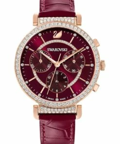Swarovski Passage Red Leather Chronograph Watch