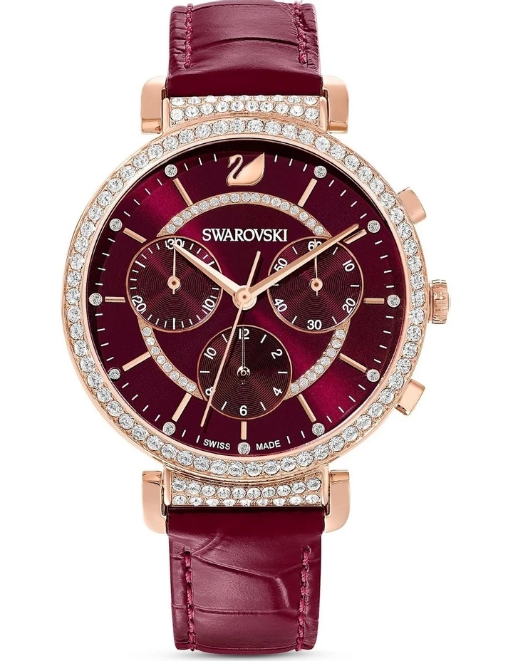 Swarovski Passage Red Leather Chronograph Watch 1 Swarovski Passage Red Leather Chronograph Watch