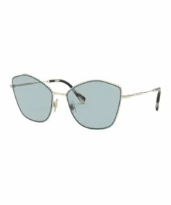 Miu Miu Gold/Light Blue Cat Eye Sunglasses 0MU 60VS 1531917004