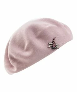 Gregory Ladner Little Flat Beret With Brooch Blush Winter Hat