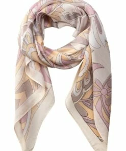 Gregory Ladner Tapestry Print Silky Yellow Neckerchief Scarf