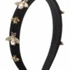 Gregory Ladner Bees Black Velvet Headband Hair Accessory