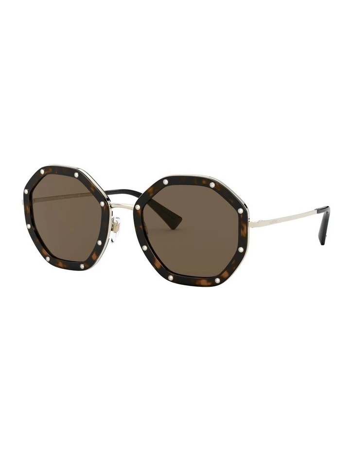 Valentino Pale Gold Havana Round Sunglasses 0VA2042 1531677001 1 Valentino Pale Gold Havana Round Sunglasses 0VA2042 1531677001