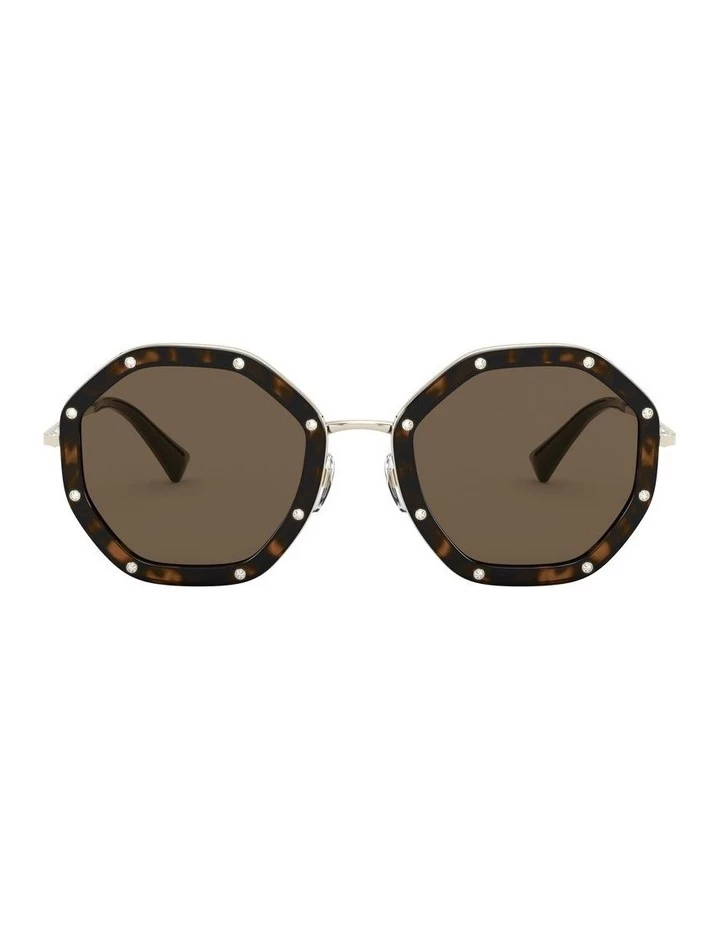 Valentino Pale Gold Havana Round Sunglasses 0VA2042 1531677001 2 Valentino Pale Gold Havana Round Sunglasses 0VA2042 1531677001 - Image 2