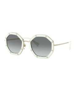 Valentino White Gold Round Sunglasses 0VA2042 1531677003