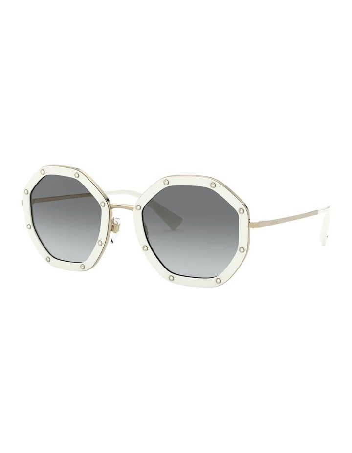 Valentino White Gold Round Sunglasses 0VA2042 1531677003 1 Valentino White Gold Round Sunglasses 0VA2042 1531677003