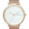 TONY+WILL Lunar Mesh White Rose Stainless Steel Quartz Watch TWM005E