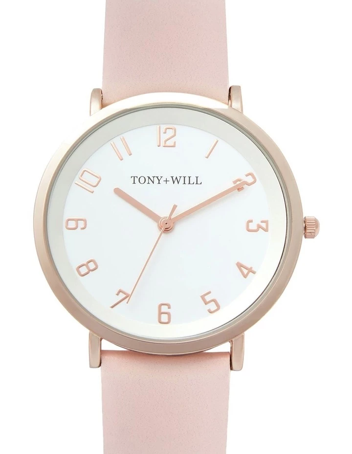 TONY+WILL Astral Light Pink Leather Quartz Watch TWT008E 1 TONY+WILL Astral Light Pink Leather Quartz Watch TWT008E