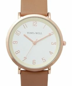 TONY+WILL Astral Beige Leather Quartz Watch TWT008E