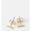 Basque Stone Line Gold Stud Earrings