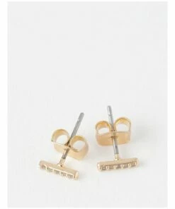 Basque Stone Line Gold Stud Earrings
