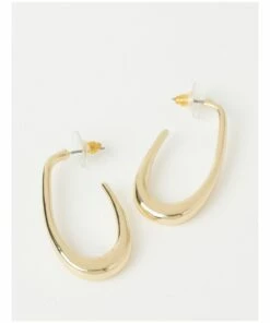 Piper Sculptured Oval Gold Hoop Earrings