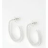 Piper Sculptured Oval Silver Hoop Earrings