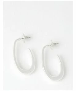 Piper Sculptured Oval Silver Hoop Earrings