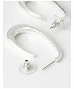 Piper Sculptured Oval Silver Hoop Earrings -RAY-BAN Online Store 824045680 5 720x928