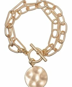 Gregory Ladner Brushed Gold Fob Bar Bracelet