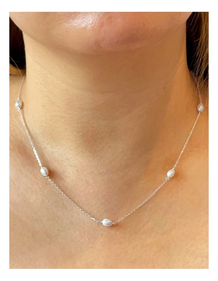 Pure Elements Dainty Station Pearl White Necklace 2 Pure Elements Dainty Station Pearl White Necklace - Image 2