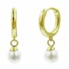 Pure Elements White Pearl 14ct Gold Plated Huggie Earrings