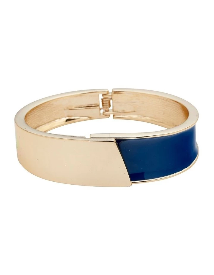 Barcs Half Enamel Blue Hinge Bangle 1 Barcs Half Enamel Blue Hinge Bangle