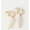 Trent Nathan Freshwater Brushed Gold Pearl Drop Earring