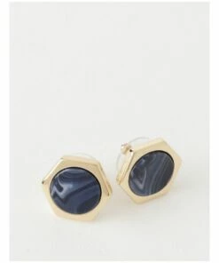 Trent Nathan Geometric Navy Stud Earrings