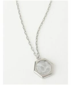 Trent Nathan Geometric Silver/Bone Charm Necklace