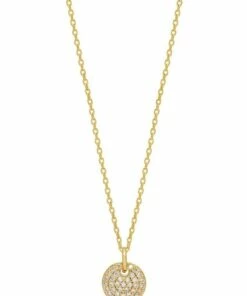 Estella Bartlett Pave Gold Plated Disc Necklace