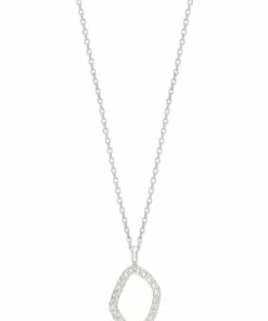 Estella Bartlett Pave Set Organic Circle Silver Necklace