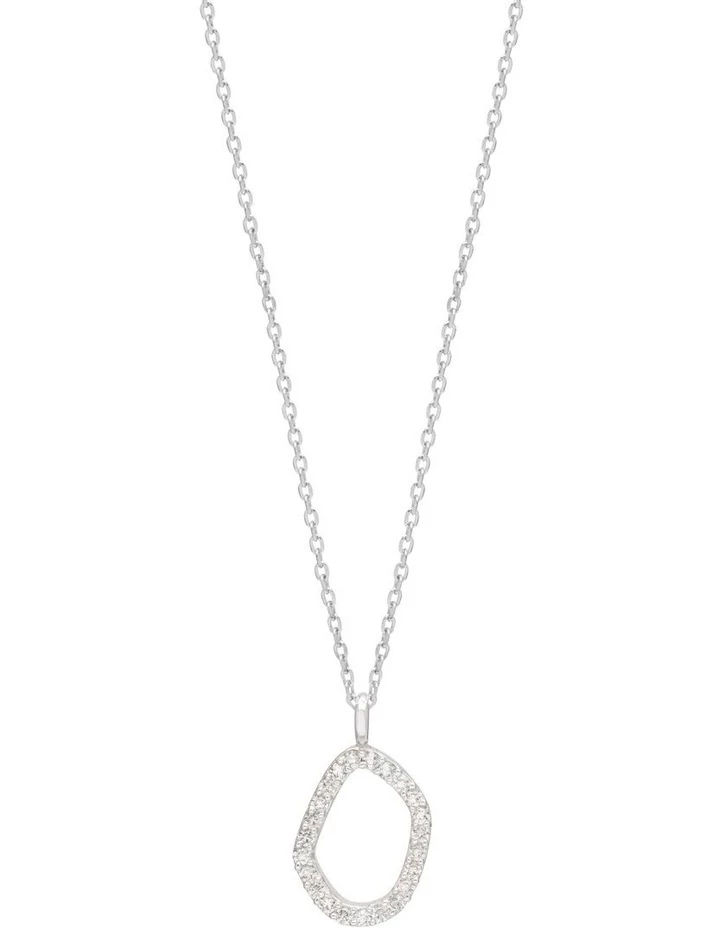 Estella Bartlett Pave Set Organic Circle Silver Necklace 1 Estella Bartlett Pave Set Organic Circle Silver Necklace